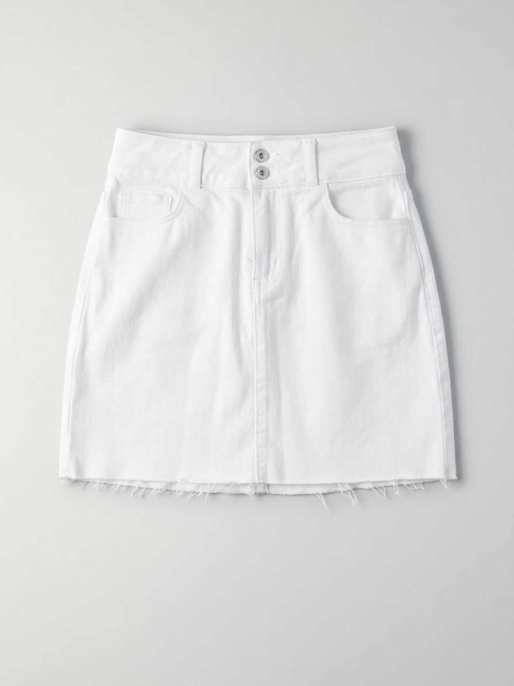 Classic White Denim Mini Skirt - Clean A-Line